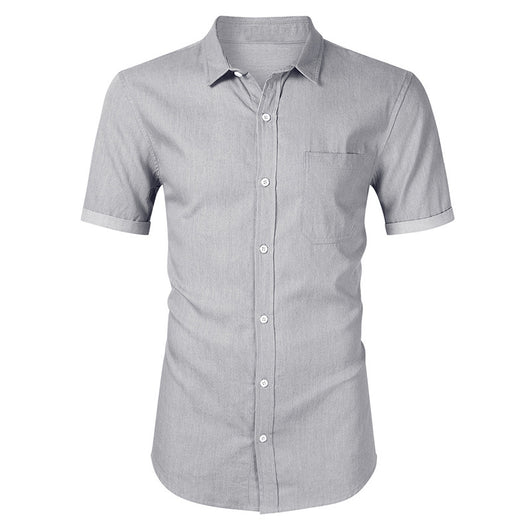 Camisa Denim Casual de Manga Corta sin Planchado para Hombre - Image 13