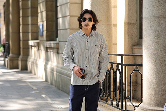 Camisa Retro de Rayas Verticales Manga Larga para Hombre - Image 18