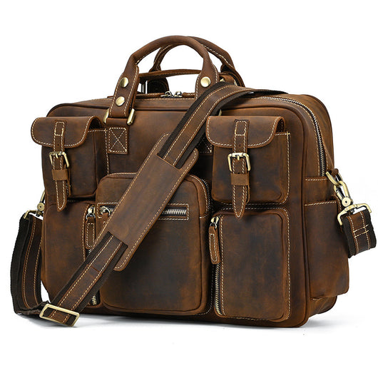 Bolsa Mensajera de Cuero Genuino Estilo Retro con Gran Capacidad para Hombre - Image 68