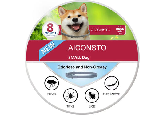 AICONSTO small dog insect repellent collar, gray, offering 8-month protection against fleas, ticks, lice, and flea larvae. - Image 18