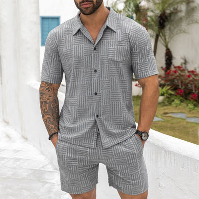 Camisa Casual Jacquard con Solapa y Botones - Conjunto Elegante para Hombre - Image 74