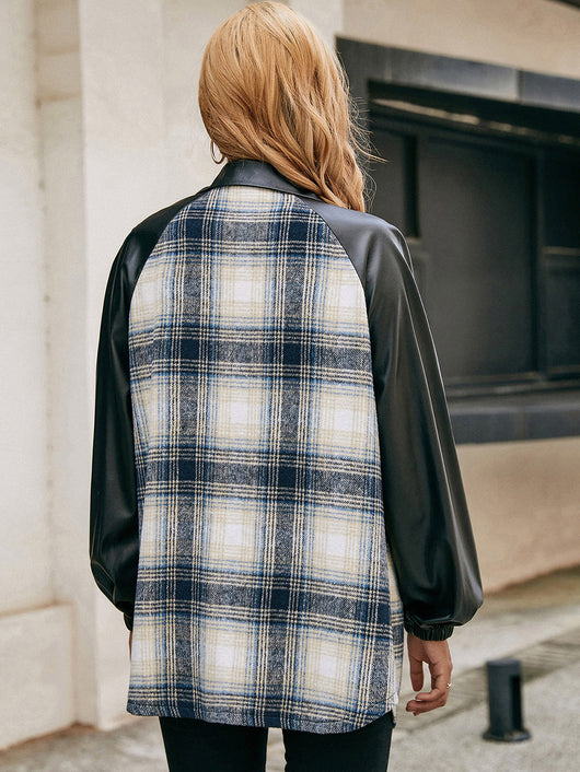 Chaqueta Casual de Cuadros con Paneles Sueltos y Bolsillos Dobles - Image 8