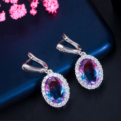 Conjunto de Aretes, Collar y Pulsera con Piedras de Zircón Degradado - Image 11
