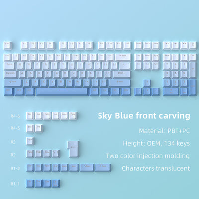 Keycaps Mecánicos PBT Degradado Azul Cielo con Grabado Luminoso - Image 9