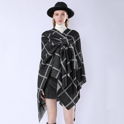 Poncho Cuadros Elegante para Viajes Invierno - Abrigo Cálido y Sofisticado - Image 41