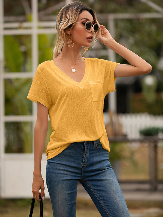 Blusa Casual Holgada con Escote en V y Bolsillos - Image 44