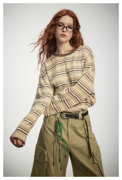 Camiseta a Rayas de Manga Larga - Sudadera Versátil para Hombre y Mujer - Image 22