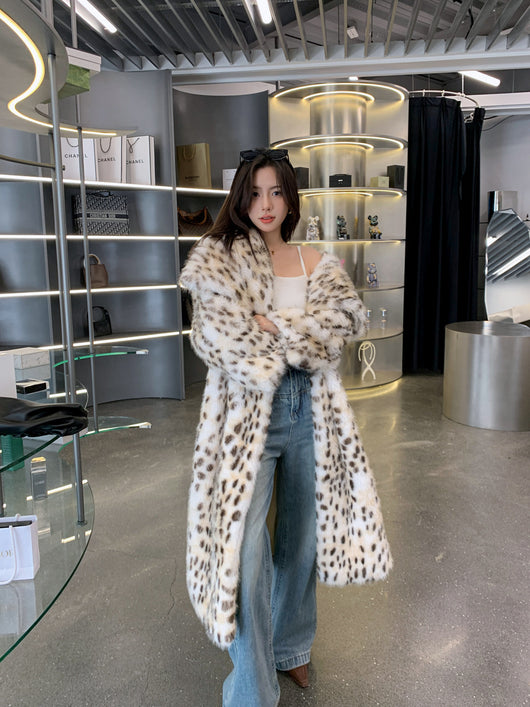 Abrigo Trench Tejido Coreano con Cuello Volante y Detalles de Piel - Image 11