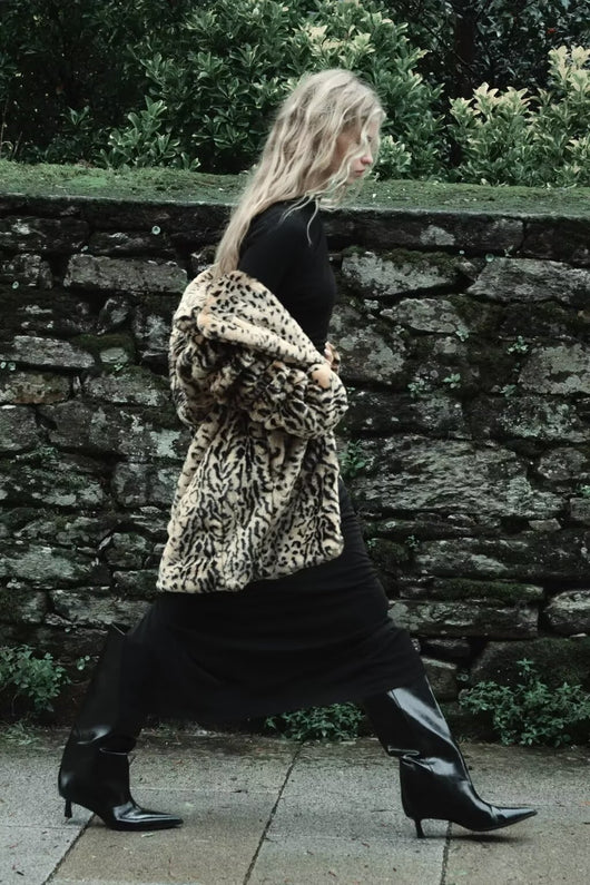 Abrigo Leopardo Efecto Pelaje Sintético Largo Medio - Image 32