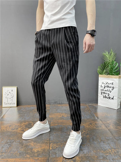 Pantalones Casuales Slim Fit Hombre con Rayas Verticales para Primavera y Verano - Image 41
