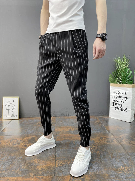 Pantalones Casuales Slim Fit Hombre con Rayas Verticales para Primavera y Verano - Image 41