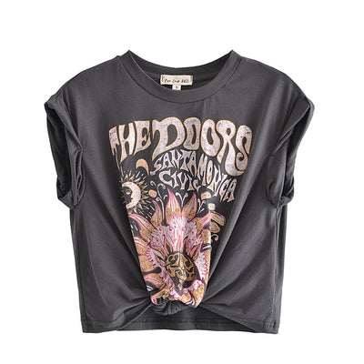 Playera Femenina Cuello Redondo Manga Corta con Moño Estampado - Image 8