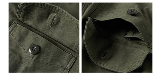 Camisa de Trabajo Algodón Satinado Verde Oliva para Hombre - Image 12