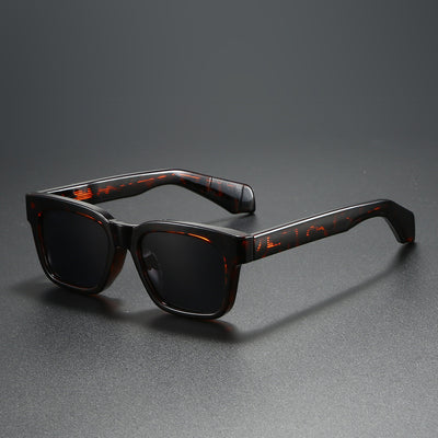 Black square-frame sunglasses with bright orange polarized lenses, designed for outdoor driving and anti-glare. - Image 15