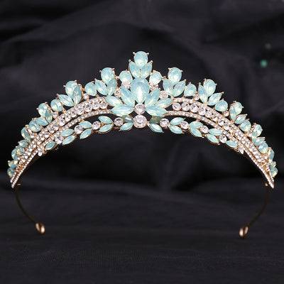 Corona Nupcial de Cristal Verde Brillante con Aleación y Incrustaciones - Image 45