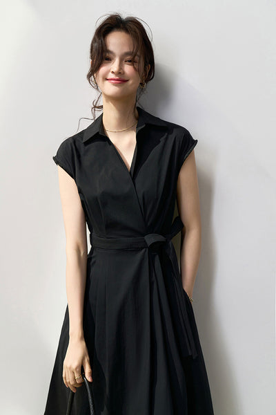 Vestido Camisero Ajustado de Algodón con Pliegues Simétricos y Corte Vertical - Image 43