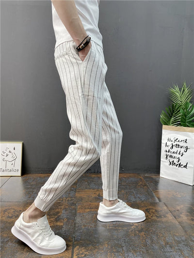 Pantalones Casuales Slim Fit Hombre con Rayas Verticales para Primavera y Verano - Image 21