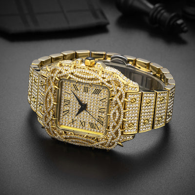 Reloj Cuadrado Hip Hop Diamante Completo con Esfera de Espinas y Circonitas Incrustadas para Hombre - Image 18