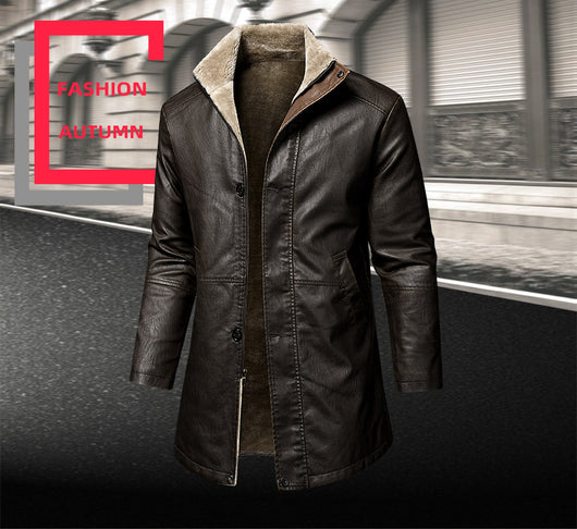 Abrigo de Cuero PU Talla Grande para Hombre - Corte Extendido - Image 8
