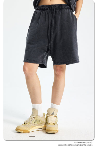 Shorts Deportivos de Algodón Puro Teñidos con Patrón Vintage Lavado - Image 29