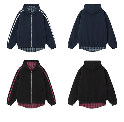 Cardigan Abrigo Cuadrillé con Capucha y Detalles Combinados - Image 14