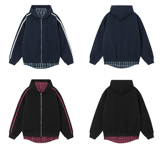 Cardigan Abrigo Cuadrillé con Capucha y Detalles Combinados - Image 14