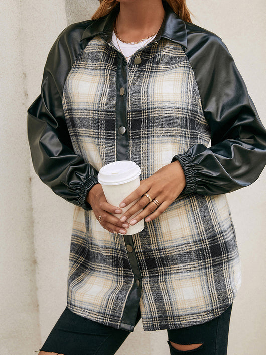 Chaqueta Casual de Cuadros con Paneles Sueltos y Bolsillos Dobles - Image 12