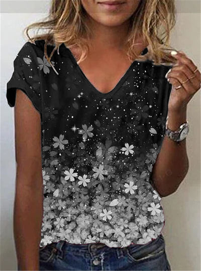Playera Cuello V Estampado Geométrico Abstracto - Image 22