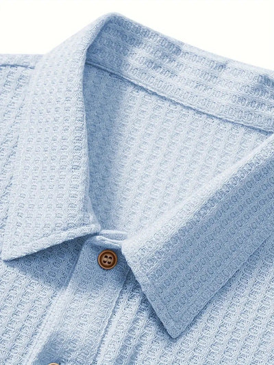 Camisa Casual de Punto Rombo con Solapa - Corte Holgado Manga Corta Hombre - Image 71