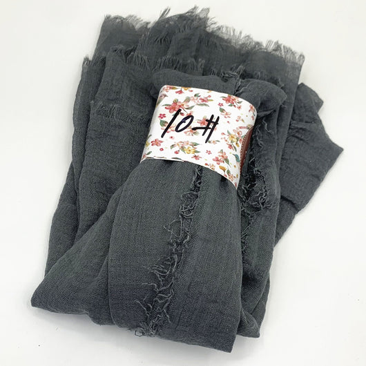 Pañuelo de Algodón y Lino Arrugado Monocromático - Image 156