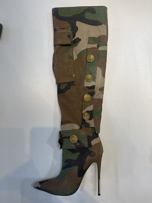Botas Stiletto Camuflaje Personalizadas Over-the-knee Punta Aguda - Image 22