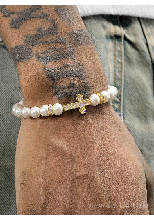 Pulsera de Cruz con Perlas para Mujer - Diseño Versátil - Image 13