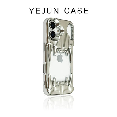 Funda para Celular Calavera Tigre Plateada con Electroplating Hueco - Image 20