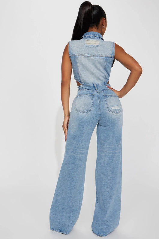 Jumpsuit Denim Elástico Slim Fit Cintura Alta Mujer - Image 15