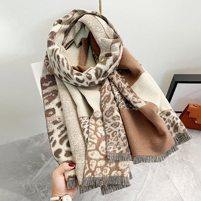 Bufanda Gruesa de Leopardo Bicolor - Elegancia y Calidez para Otoño e Invierno - Image 17