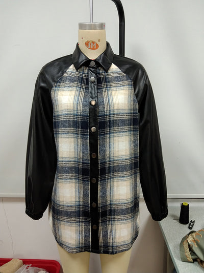 Chaqueta Casual de Cuadros con Paneles Sueltos y Bolsillos Dobles - Image 27