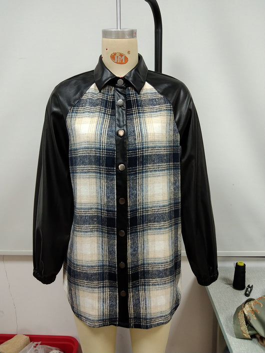 Chaqueta Casual de Cuadros con Paneles Sueltos y Bolsillos Dobles - Image 27