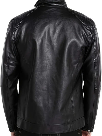 Chaqueta de Cuero Punk Motociclista para Hombre con Cuello de Pie - Image 26
