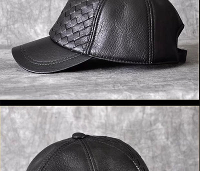 Gorra de Beisbol Invierno Cuero Genuino Piel de Cabra para Hombre - Image 35