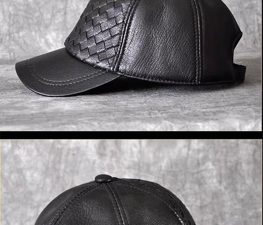 Gorra de Beisbol Invierno Cuero Genuino Piel de Cabra para Hombre - Image 35