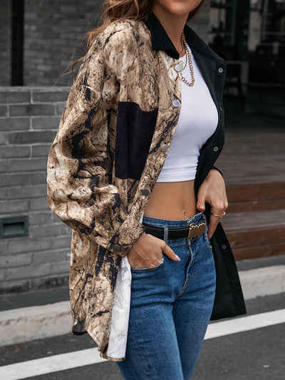 Blusa Suelta Estampado Leopardo Manga Larga Bicolor para Mujer - Image 8