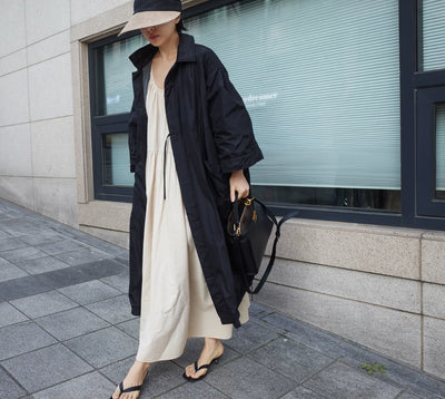 Abrigo Largo Tipo Gabardina para Mujer Talla Grande - Primavera y Otoño - Image 56