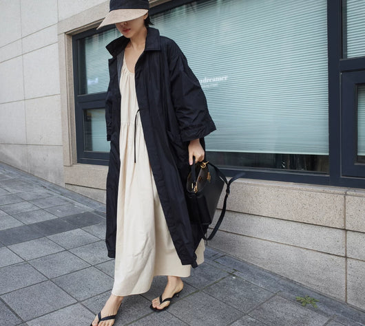 Abrigo Largo Tipo Gabardina para Mujer Talla Grande - Primavera y Otoño - Image 56