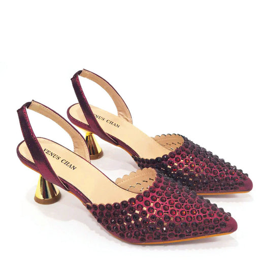 Bolso de Piedra Colorida con Zapatos de Tacón Medio y Punta Afilada para Mujer - Image 13