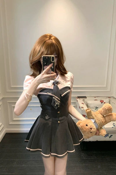 Conjunto de Dos Piezas: Top Tubo de Encaje y Falda con Cuello Cuadrado para Mujer - Image 8