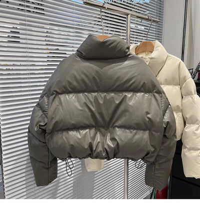 Chaqueta de Plumas de Pato Blanco con Cuello de Pie para Mujer - Image 24