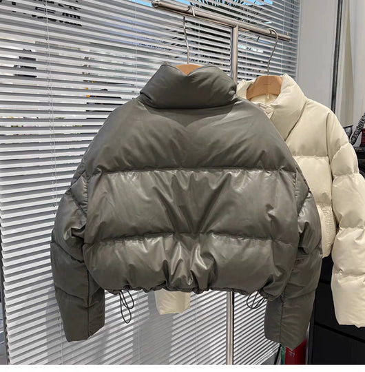 Chaqueta de Plumas de Pato Blanco con Cuello de Pie para Mujer - Image 24