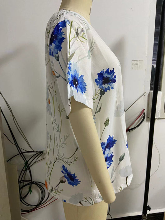 Camiseta Suelta de Manga Corta con Estampado Retro para Mujer - Image 31