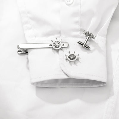 Gemelos y Pasador de Corbata Timón Elegante para Hombre - Image 13