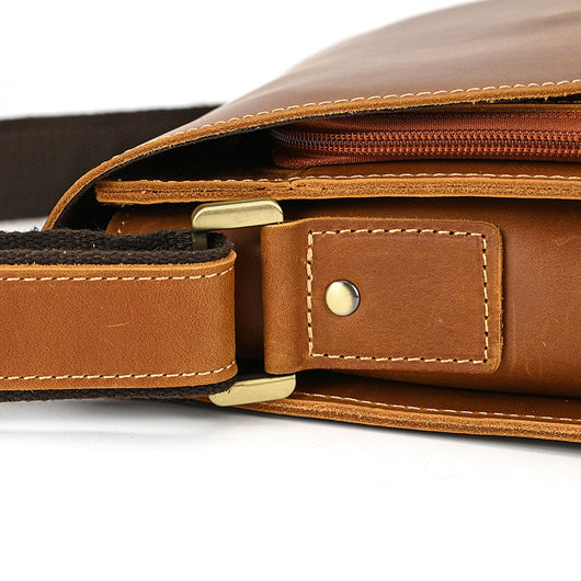 Bolsa Bandolera de Cuero Genuino Crazy Horse para Hombre - Image 13